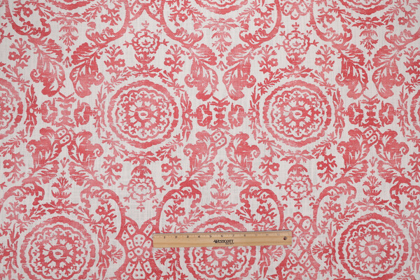 Thibaut Sansome F94152 Printed Linen Blend Drapery Fabric in Red