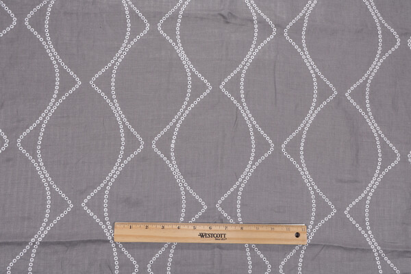 1 Yard Anna French Syon AW9112 Embroidered Drapery Fabric in Grey for Thibaut
