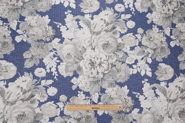 Anna French Wild Floral AF26131 Printed Linen Blend Drapery Fabric in Navy for Thibaut