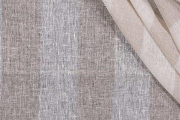 Anna French Kings Road Stripe AW9115 Sheer Linen Drapery Fabric in Beige for Thibaut