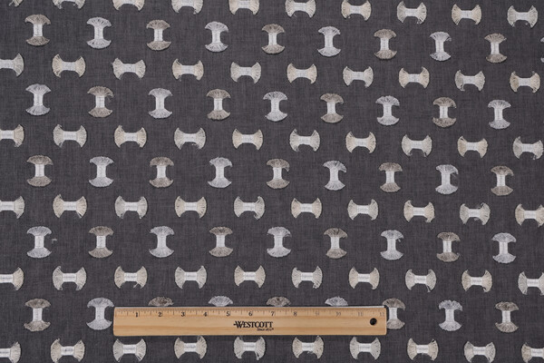 Covington Frayed Embroidered Drapery Fabric in 945-Gunmetal 