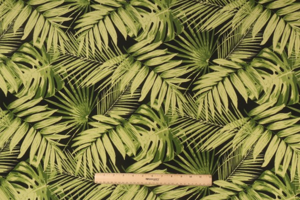 Sample of Tropica Printed Polyester Outdoor Fabric in Ebony 