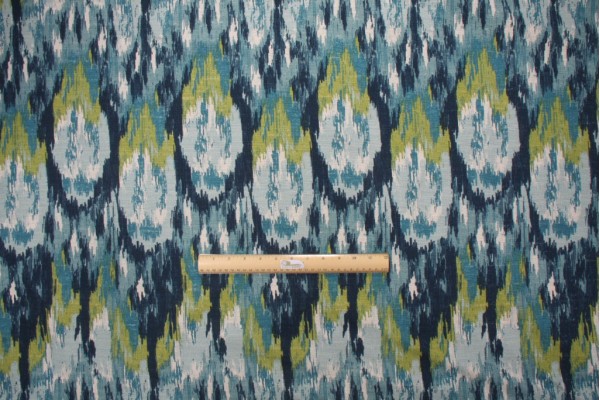 Premier Prints Ikat Craze - Birch Barkcloth Drapery Fabric in Frost 