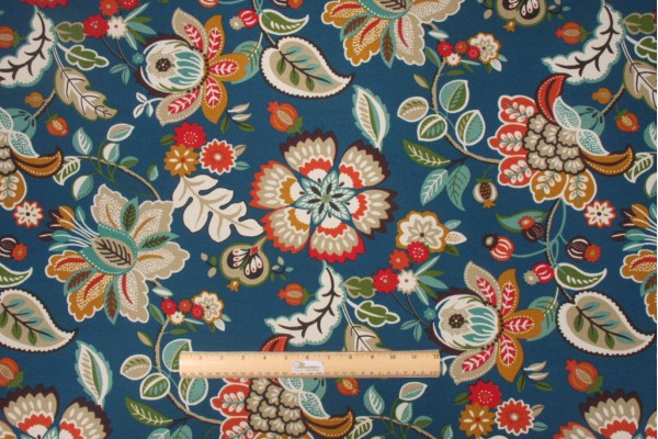 Richloom Telfair Printed Poly Outdoor Fabric in Peacock 