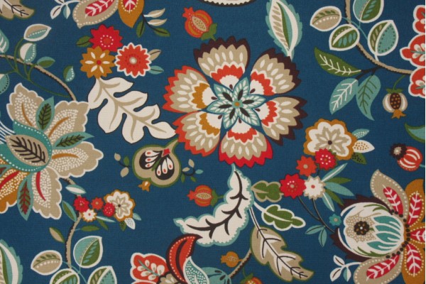 Richloom Telfair Printed Poly Outdoor Fabric in Peacock 