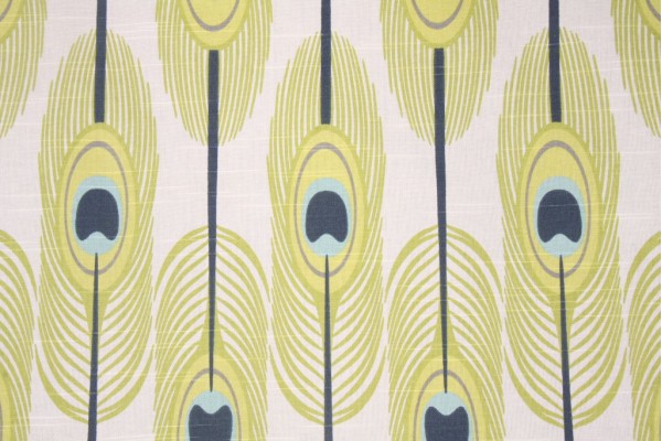 Sample of Premier Prints Feathers Slub Printed Cotton Drapery Fabric in Canal