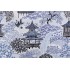 Mill Creek Tea House-Briard Printed Cotton Blend Drapery Fabric in Ocean Blue 